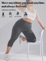 Women'S Plus Size High-Waisted Capri Leggings With Side Phone Pockets, Stretchy Workout Pants - Image 7