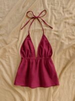 Solid Color Floral Texture Cute Top - Image 9