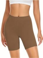Women'S Plus Simple Shapewear Shorts, Plus Size Solid Tummy Control Butt Lifting Thigh Slimming Boyshorts - Image 2