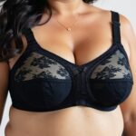 Plus Bra, Underwire-Free Full Coverage Bra, Push Up Bra With Classic Three-Piece Structure In Sheer Fabric, Sexy Contrast Lace, Wide Shoulder Straps, Back Shaping And Side Reduction, 100Dd, 105D