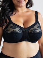 Plus Bra, Underwire-Free Full Coverage Bra, Push Up Bra With Classic Three-Piece Structure In Sheer Fabric, Sexy Contrast Lace, Wide Shoulder Straps, Back Shaping And Side Reduction, 100Dd, 105D