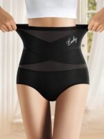 1-Pack High-Waist Women'S Panties, Breathable Mesh Cross Ice Sliky Fiber Fabric Seamless Briefs - Image 4
