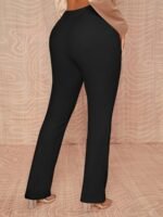 Women'S High-Waist Solid Color Maroon Pants - Slim Fit, Straight Leg, Polyester Blend, Machine Washable, All-Season Comfort, Versatile For Casual & Formal Outfits, Formal Attire, Sleek Appearance, Smooth Texture - Image 3