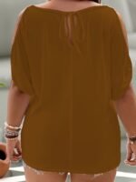 Women'S Elegant Off-Shoulder Round Neck T-Shirt - Soft Stretchy Fabric, Solid Color Summer Casual & Formal Wear, Hand Wash Only, Everyday Comfort Tee, Elegant Shirt, Comfortable Fit Shirt - Image 10