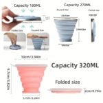 1Pc 180/270/320Ml Portable Outdoor Camping And Travel Folding Water Cup, Food-Grade Silicone Compression Cup For Brushing Teeth, Travel Folding Water Cup - Image 8