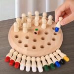 Fhzug Educational Wooden Memory Matching Game - Chess Board With Colorful Pegs, Fun & Engaging Puzzle For Youngsters & Adults, Perfect For Holidays & Gifts, Enhances Memory Skills, Random Colors, Chess Accessories, Gift Item, Classic Design, Durable Construction, Cognitive Development, Family Fun, Highquality Wood, Family Fun Activity, Family Fun Activity, Fhzug