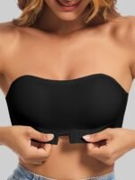 Seamless Strapless Bandeau Bra With Removable Pads, Wireless Support, Smooth Nylon Fabric - Image 6
