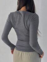 Solid Color Crew Neck T-Shirt, Casual Long Sleeve T-Shirt For Spring & Fall, Women'S Clothing - Image 10