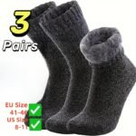 3 Pairs Black Socks For Men, Thermal Socks For Men Extreme Cold Weather, Black Socks For Men 9-12 - Image 3