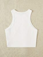 Women'S Elegant Cropped Graphic Tank Top - Cherry Print Semi-Sheer Stretchy, Round Neck Sleeveless Shirt, Machine Washable All-Season Casual Top, Ladies Tank Tops, Playful Summer Wear - Image 5