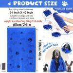 Microfiber Pet Towels For Dogs, 60.96X101.6 Cm, Super Absorbent & Quick Dry, Soft & Durable Bath Towel With Paw Print Design, For Quick Dog Bath Care - Image 2
