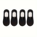1 Pair/4 Pairs Women?S No-Show Boat Socks - Ice Silky Fiber Ultra-Thin Invisible Low-Cut Ankle Socks For High Heels, Seamless Comfort, 6 Solid Colors (Black/Beige/Pink/Gray/Purple/Light Blue), Highheeled Accessories, Minimalist Sock Design - Image 5