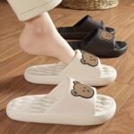 Kawaii Bear Pattern Cloud Slides, Casual Slip On Soft Sole Shoes, Comfortable Pillow Shower Shoes