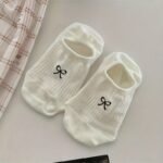 5 Pairs Women'S Ankle Socks With Cute Bow Detail - Breathable Lightweight No-Show Boat Socks For Casual & Athletic Wear, Assorted Neutral Colors, Machine Washable, Soft Fabric - Image 5