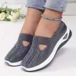 Women'S Breathable Knit Slip-On Sneakers - Light Blue Casual Low-Top Shoes With Cushioned Pvc Sole, All-Season Comfort For Casual Attire, Ladies Sneakers, Stylish Slipons, Comfortable Fit - Image 5