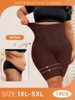 Miotan Women'S Plus Size High-Waist Shaping Shorts - Breathable Mesh Nylon, No Padding, High Support Butt Lifting & Tummy Control, Solid Color, 1Xl-5Xl, Underwear, Sleek Underwear, Comfortable Fit - Image 2