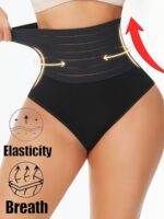High-Waist Tummy Control Shapewear Panties For Women - Postpartum Belly Slimming, Comfortable & Breathable, No Rolling, Black, Stretchy Nylon & Elastane Blend, Hand Wash Or Dry Clean, Postpartum Underwear|Highwaist Design|Elastic Waistband, Waist Trainer Tummy Control