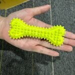 Polka Dot Bone-Shaped Dog Chew Toy - Durable Rubber Toothbrush Stick For Teeth Cleaning, Training & Play - Image 6