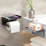 1Pc No-Drill Toilet Paper Holder, Hygienic Drawer Roll Paper Rack, Wall-Mounted Bathroom Tissue Holder With Phone Stand, Plastic Material - Image 6