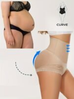 Women'S Plus Size High Waist Shapewear Panties - Soft, Comfortable Nylon Blend With Lace Detail, Breathable & Elastic Tummy Control, Elegant Solid Color Briefs - Image 3