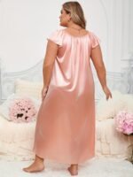 Sexy V-Neck Long Nightgown For Women - Soft Polyester & Elastane Blend, Semi-Sheer With Bow Detail, Machine Washable - Perfect For Fall - Image 5