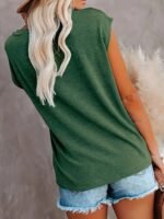 Regular Women'S Summer New Solid Color Pocket Round Neck Short Sleeve T-Shirt - Image 9