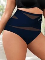 Plus Size High-Waisted Shaping Women'S Underwear Made Of Breathable Mesh, Featuring Cross-Body Control, Seamless, Triangular Design For Body Sculpting And Lifting. - Image 5