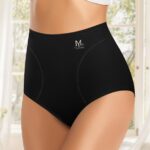 Meiyating Women'S High-Waisted Tummy Control Briefs - Ultra-Soft Seamless Underwear, Breathable No-Liner Design For All-Day Comfort, Elegant Solid Color (Black), Tummy Control Underwear, Comfortable Daily Wear, Sleek Highwaist, Smooth Fabric
