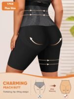 Miotan Women'S Plus Size High-Waist Shaping Shorts - Breathable Mesh Nylon, No Padding, High Support Butt Lifting & Tummy Control, Solid Color, 1Xl-5Xl, Underwear, Sleek Underwear, Comfortable Fit - Image 7
