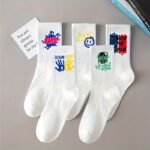 5 Pairs/10 Pairs Multi-Size Men'S Socks Black And White Long Tube High-Cut Versatile Student Style Autumn/Winter Sports Socks - Image 8