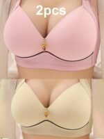 2Pcs/Lot New Sexy Large Size No Steel Ring Comfortable Lingerie Push Up Breathable Women'S Underwear Thin Cup Women Bra - Image 4