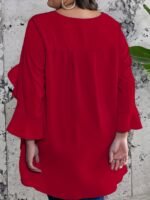 Plus Size Ruffle Sleeve Blouse, Casual Crew Neck Asymmetrical Hem Blouse For Spring, Women'S Plus Size?Clothing - Image 7