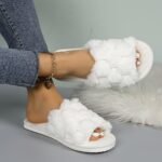 Women'S Argyle Fuzzy Slippers, All-Season Warm Indoor Home Slides, Comfortable Breathable Fabric House Shoes, Eva Sole, Hand Washable - Pink - Image 7