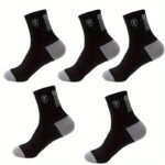 5 Pairs Of Men'S Trendy Breathable Mid-Calf Socks, Comfortable Casual Soft Socks, Anti-Odor Sweat-Absorbing Breathable Comfortable Long Thick Socks, Ideal For Daily Wear & Outdoor Activities Autumn And Winter Warm Men'S Sports Socks - Image 7