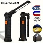 1Pc Multifunctional Work Light With Cob Side Lights, Usb Rechargeable, Led Flash Light, Handheld Torch With Magnet For Outdoor Camping Fishing Christmas Gift