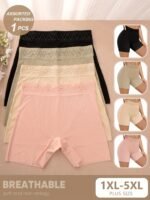 Random 4 Colors Random Plus Size Panties Women'S Underwear Shorts Peach Hip Shorts Fashion Contrast Color High Waist Tummy Control Body Shapin