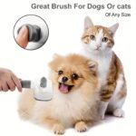 1Pc Professional-Grade Pet Massage Comb & Brush - One-Click Undercoat Remover For Dogs & Cats, Gentle Shedding Tool With Detachable Loose Hair, Reduces Shedding Frequency, Reduces Baths - Sensitive Beige Grooming Brush - Image 11