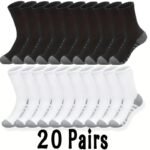 10 Or 20 Or 30 Pairs Of Men'S Fashion Crew Socks, Comfy Breathable Thin Sport Socks For All Seasons Wearing - Image 9