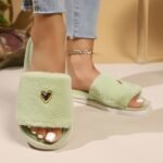 New High-End Fashion Love-Decorated Plush Slippers For Women With Open Toes, Soft And Comfortable, Lightweight, Suitable For Bedroom, Living Room, Home, Suitable For All Seasons - Image 14