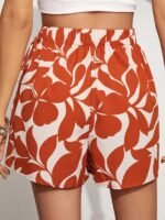 Elegant Short Skirt Pants For Women With Floral Print And Drawstring Elastic Waist. - Image 6