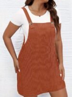 Vestido Corto Sin Mangas Con Bolsillos Para Mujer, Talla Grande
