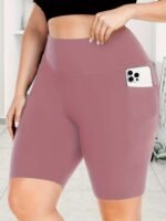 Big Size High Waist Crescent Pocket 5 Points Pants - Drainage Style - Image 3