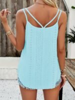 Solid Color Eyelet Zipper Top, Versatile Sleeveless Double Strap Top For Spring & Summer, Women'S Clothing - Image 10