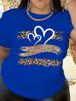 Plus Size Heart Print T-Shirt, Casual Crew Neck Short Sleeve T-Shirt, Women'S Plus Size?Clothing - Image 8