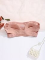 Women'S Seamless Solid Color Strapless Bandeau Bra With Side Clasp - Casual Style, Knit Fabric, Polyamide Blend (85% Polyamide, 15% Elastane), Removable Padding, High Support Wireless Design For Adults - Image 8