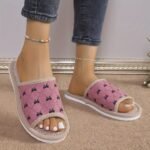 Women'S Summer Slip-On Bowknot Slippers, Breathable Fabric House Shoes, Comfortable All-Season Indoor Slides With Eva Sole, Hand Washable - Image 6