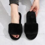 Women'S Autumn And Winter Faux Furry Slippers, One-Word Indoor Warm Slippers, Four-Level Plush Slippers In Winter, Elegant And Comfortable Lazy Slippers For Indoor Floors - Image 2