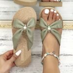 Women'S Beige Jewel Embroidery Flat Sandals - Lightweight, Comfortable Slip-On Beach Shoes With Eva Sole And Fabric Upper, Open Toe Design, Perfect For Summer, Beach Footwear|Decorative Sandals|Eva Sole Sandals - Image 6
