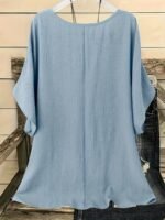 New Plus-Size Women'S Casual Vacation Solid Color Batwing Sleeve Shirt Top - Image 8