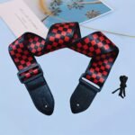 Durable Faux Leather Guitar Strap - Edgy Skull & Flame Design, Checkered Pattern, Police-Themed, Geometric & Tribal Print - Universal Fit For Acoustic/Electric/Bass Guitars - Pink, Yellow, Black - Image 9